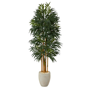 69” Phoenix Palm Artificial tree in White Planter with Stand