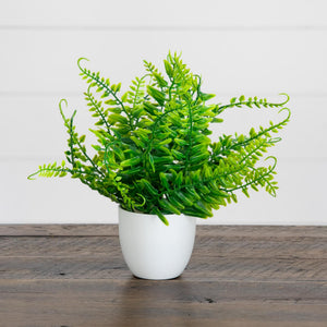 7” Artificial Fern in White Round Pot - Set of 3