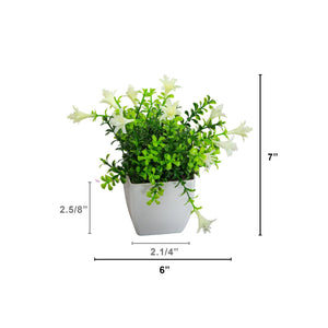 7” Artificial Mini Flowering Potted Plants - Set of 4