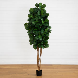 7’ Fiddle Leaf Fig Artificial Tree Beige Trunk