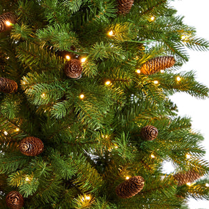 7’ Fraser Fir Artificial Christmas Tree with 300 LED Lights and 1179 Bendable Branches