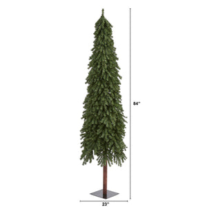 7’ Grand Alpine Artificial Christmas Tree with 950 Bendable Branches on Natural Trunk