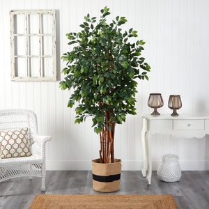 7’ Sakaki Artificial Tree in Handmade Natural Cotton Planter