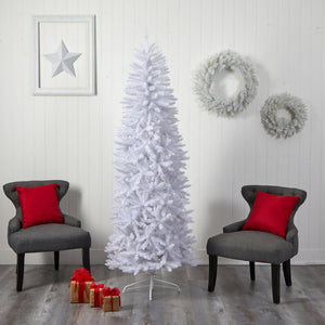 7’ Slim White Artificial Christmas Tree with 995 Bendable Branches