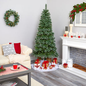 7’ Wisconsin Slim Snow Tip Pine Artificial Christmas Tree with 652 Bendable Branches