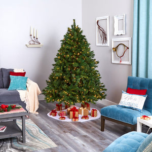 7’ Wyoming Mixed Pine Artificial Christmas Tree with 550 Clear Lights and 1054 Bendable Branches