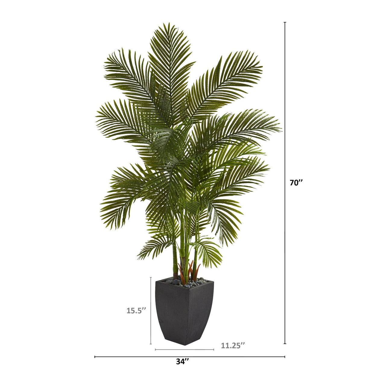 70” Areca Palm Artificial Tree in Black Planter