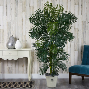 74” Golden Cane Artificial Palm Tree in Decorative Planter