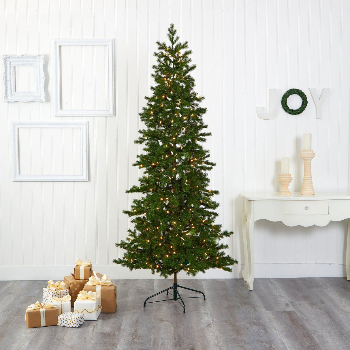 7.5' Big Sky Spruce Artificial Christmas Tree with 300 Clear Warm (Multifunction) LED Lights and 385 Bendable Branches