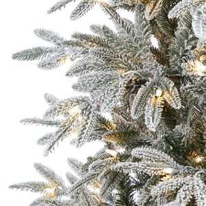 7.5’ Flocked Manchester Spruce Artificial Christmas Tree with 450 Lights and 949 Bendable Branches