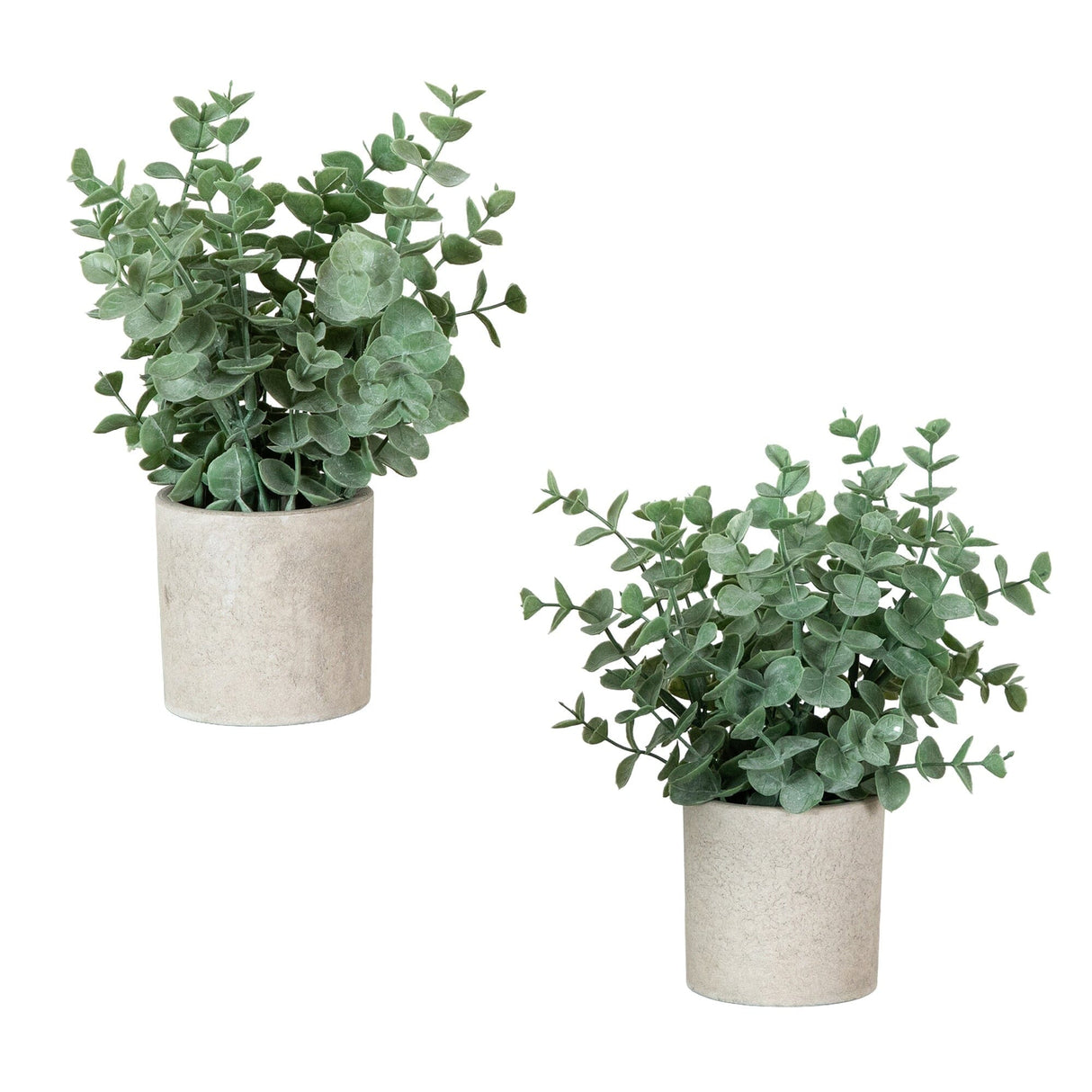 8" Artificial Baby Blue Eucalyptus in Decorative Planter - Set of 2