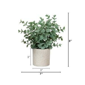 8" Artificial Baby Blue Eucalyptus in Decorative Planter - Set of 2