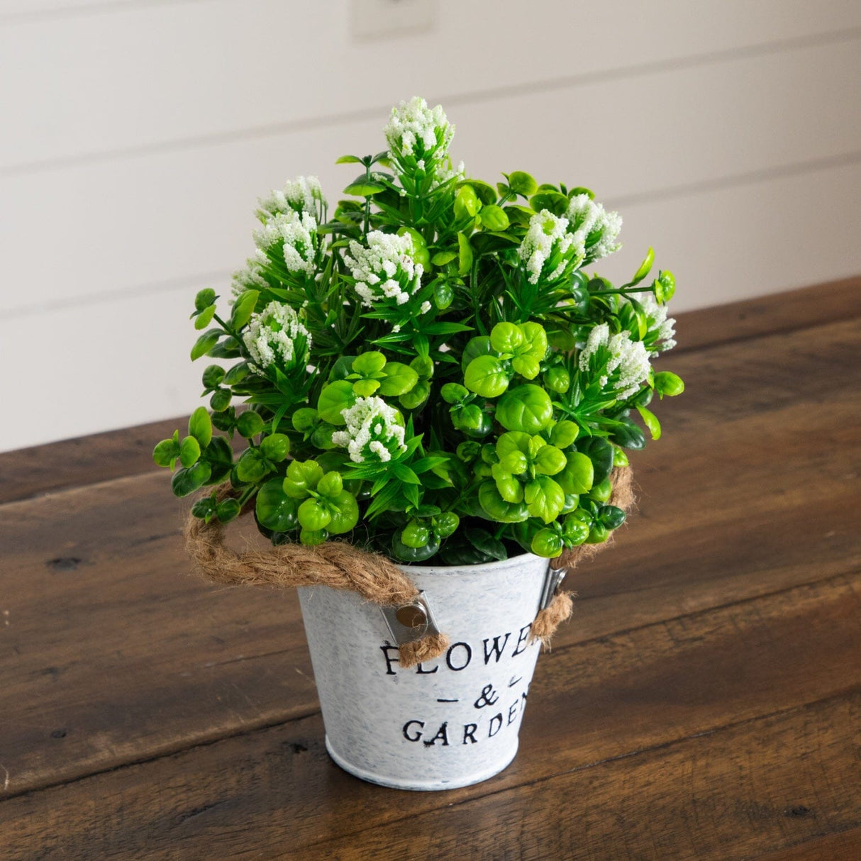 8” Artificial Blooming Plant in Rustic Flowers & Garden Planter -Set of 3