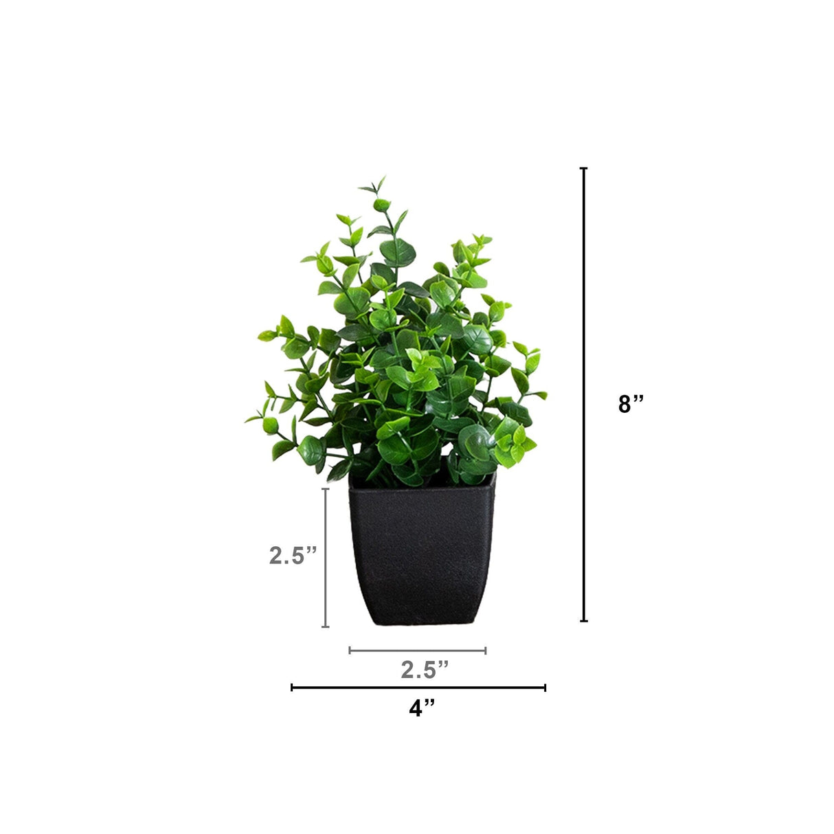 8” Artificial Boxwood in Black Square Pot - Set of 4