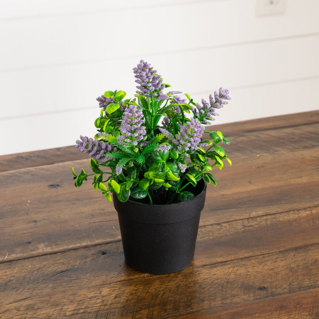 8" Artificial Flowering Arrangement in Black Pot - Set of 3
