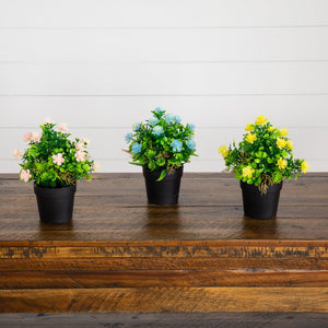 8" Artificial Flowering Arrangement -Set of 3