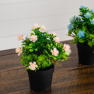 8" Artificial Flowering Arrangement -Set of 3
