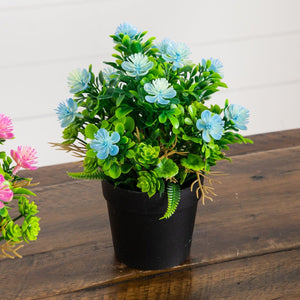 8" Artificial Flowering Arrangement -Set of 3