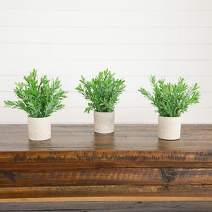8" Artificial Grass Plant in Decorative Planter - Set of 3