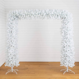 8' Artificial Holiday White Christmas Pine Archway