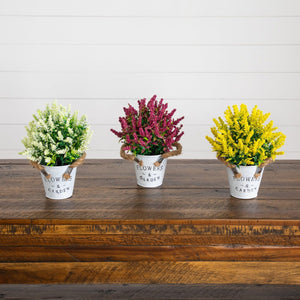 8” Artificial Lavender Plant in Rustic Flowers & Garden Planter -Set of 3