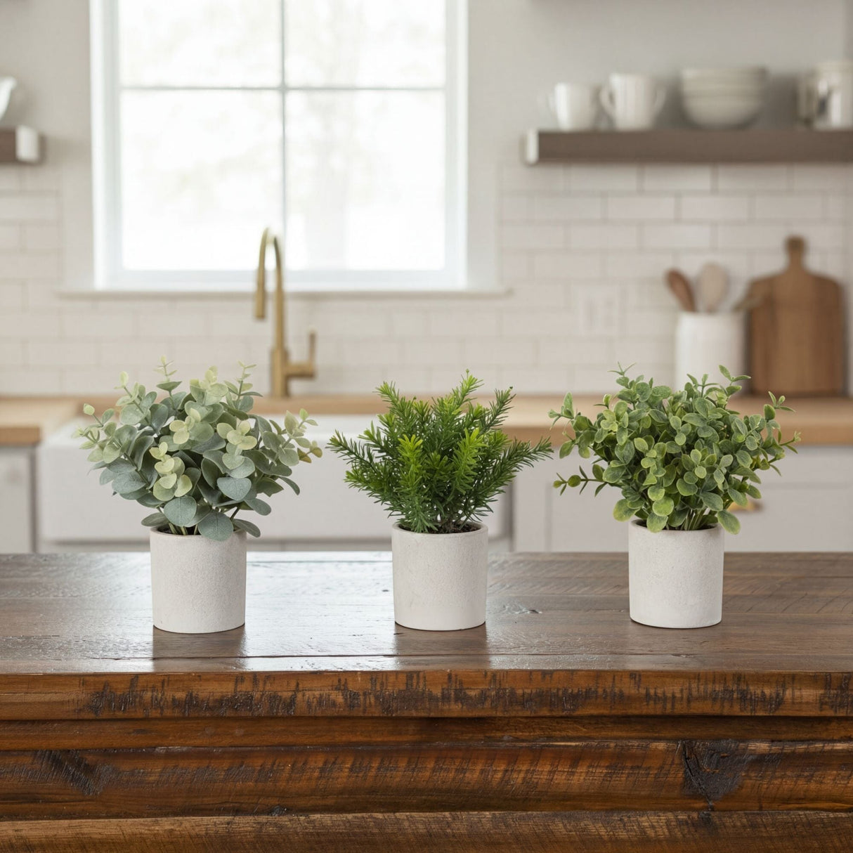 8” Artificial Mini Greenery Potted Plant - Set of 3