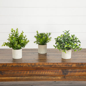 8” Artificial Mini Greenery Potted Plant - Set of 3