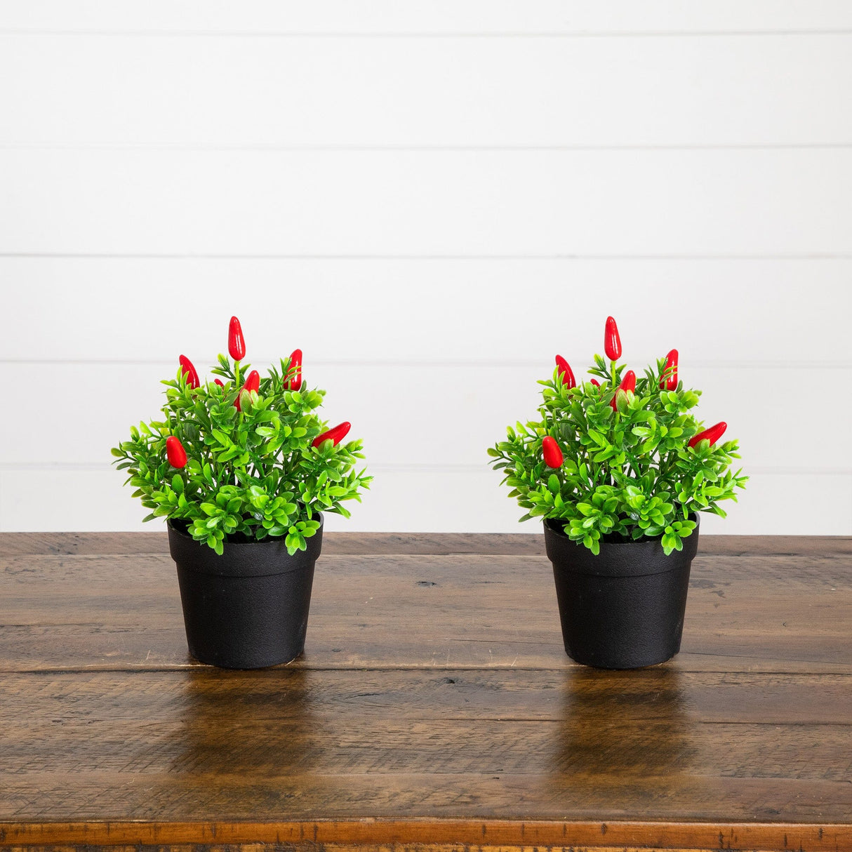 8” Artificial Red Pepper Plant - Set of 2