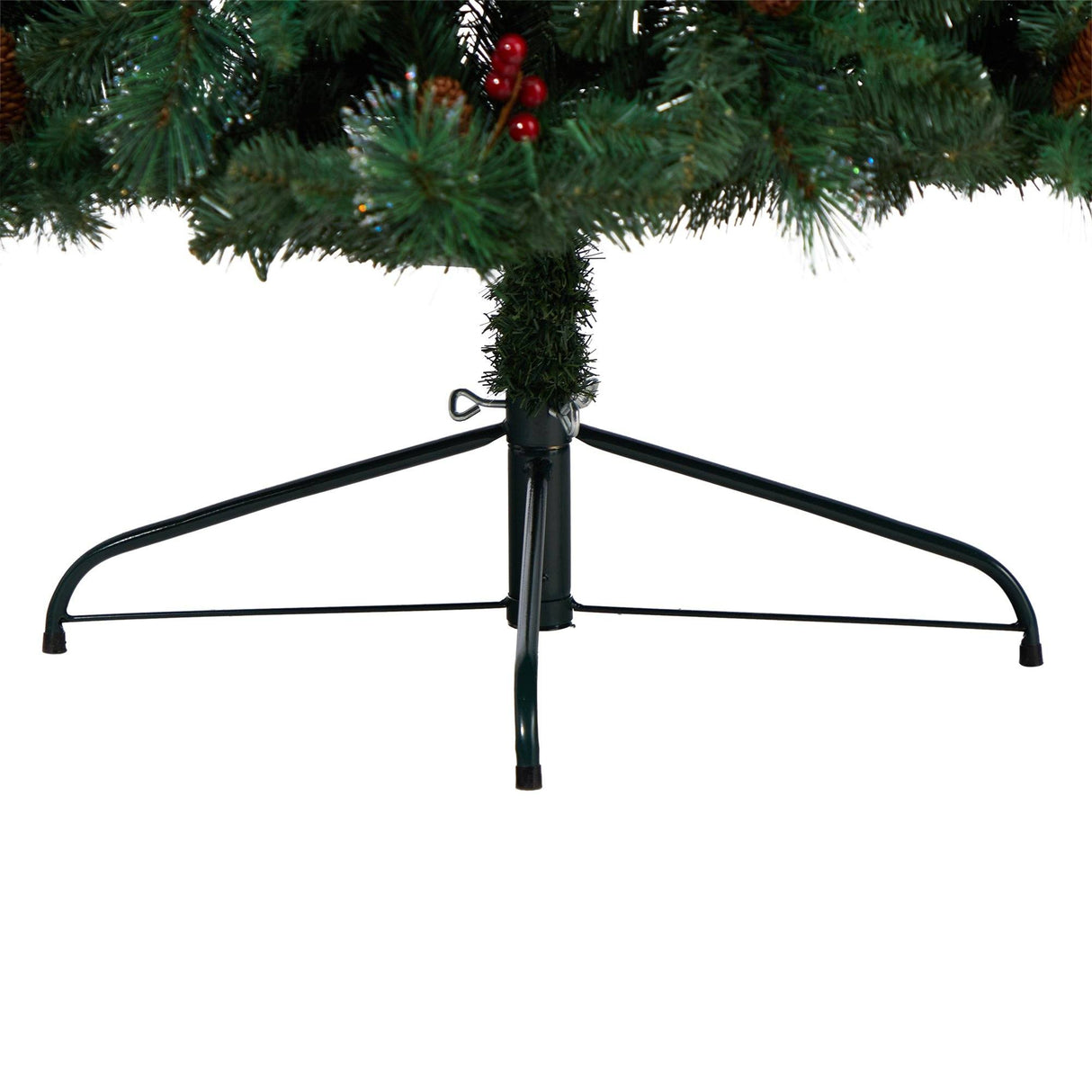 8’ Flat Back Montreal Mountain Artificial Christmas Tree with Pine Cones and Berries