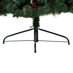 8’ Flat Back Montreal Mountain Artificial Christmas Tree with Pine Cones and Berries