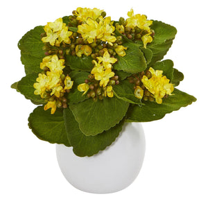 8” Kalanchoe Artificial Plant in White Vase (Set of 3)