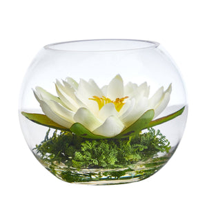 8” Lotus Artificial Arrangement in Glass Vase