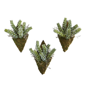 8” Sedum Succulent Artificial Wall Decor Plant (Set of 3)