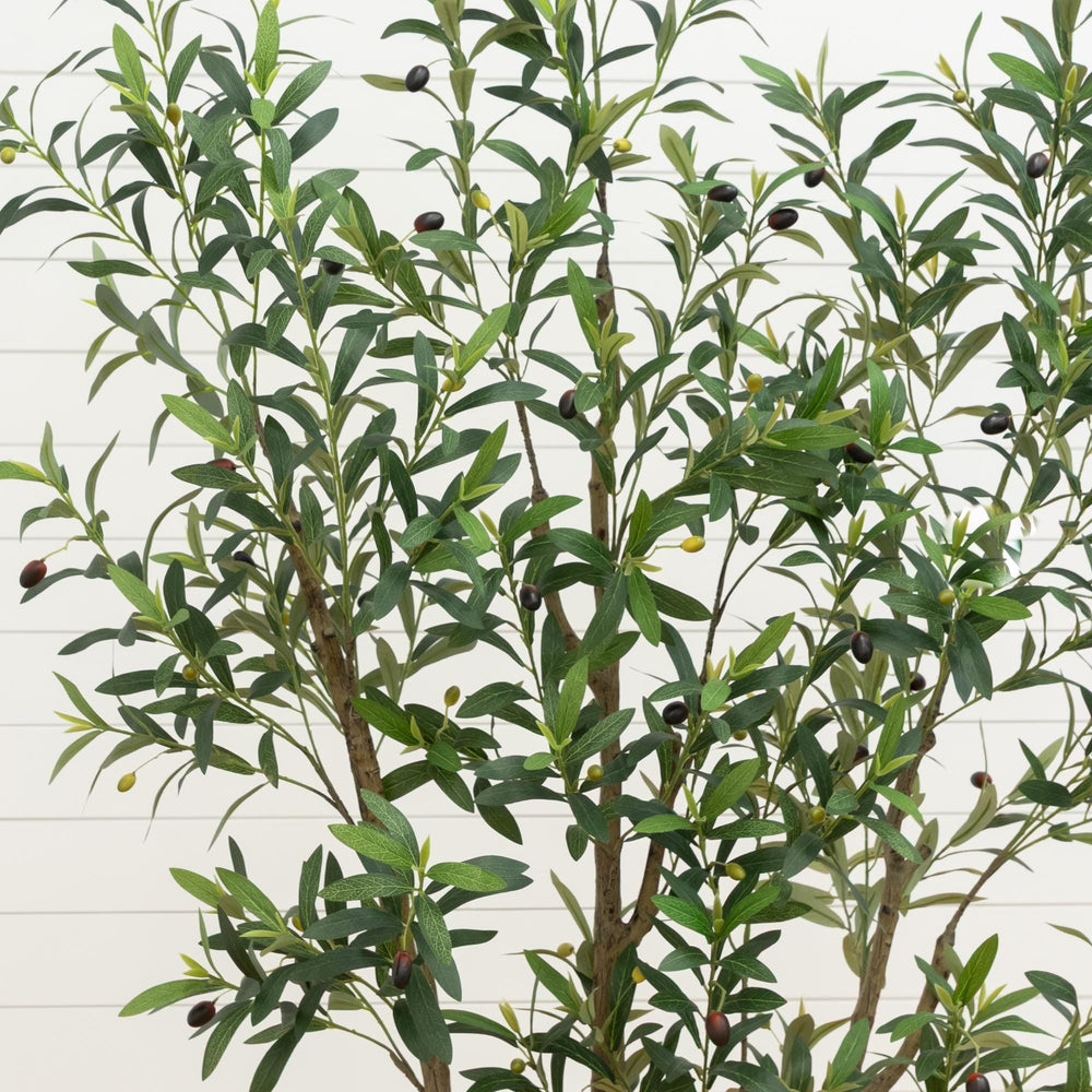 7' Artificial Olive Tree in White Decorative Planter