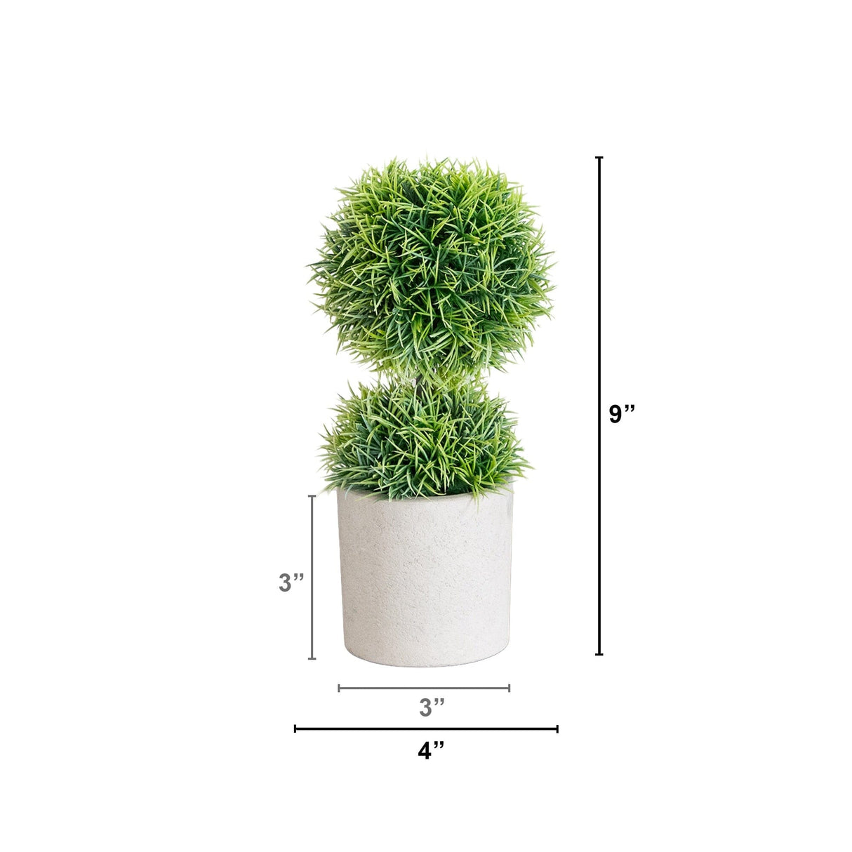 9" Artificial Mini Cactus Ball Topiary in Cement Planter - Set of 3