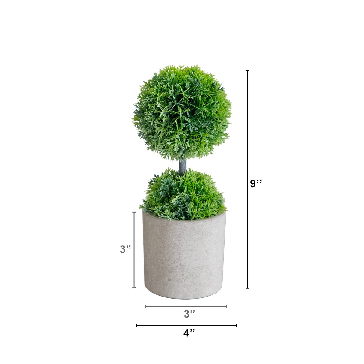 9" Artificial Mini Cedar Ball Topiary in Cement Planter - Set of 2