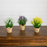 9” Artificial Mixed Lavender Arrangement in Newspaper Wrapped Pot -Set of 3