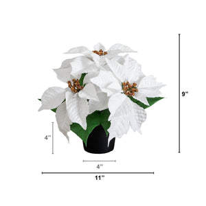 9" Artificial Poinsettia Plant - Set of 2