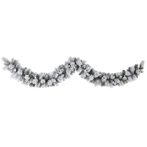 9’ Flocked Christmas Artificial Garland with 180 Bendable Branches
