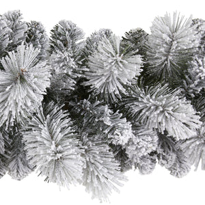 9’ Flocked Christmas Artificial Garland with 180 Bendable Branches