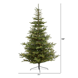 9’ Layered Washington Spruce Artificial Christmas Tree with 750 Clear LED Lights and 2055 Bendable Branches