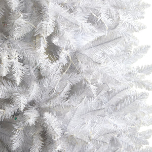 9’ Slim White Artificial Christmas Tree with 600 Warm White LED Lights and 1860 Bendable Branches