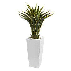Agave Artificial Plant in White Planter
