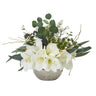 Amaryllis and Eucalyptus Artificial Arrangement in Silver Vase