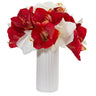 Amaryllis Artificial Arrangement in White Vase