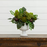 Artichoke and Hydrangea Silk Flower Arrangement