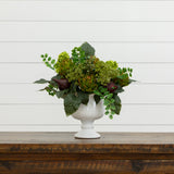 Artichoke and Hydrangea Silk Flower Arrangement