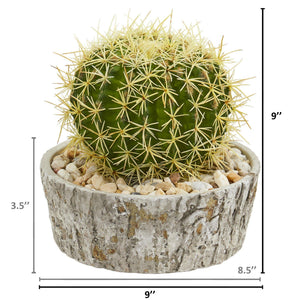 Cactus Artificial Plant in Weathered Oak Planter