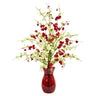 Cherry Blossom Artificial Arrangement in Ruby Vase
