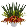 Cymbidium Orchid Artificial Arrangement in White Bowl